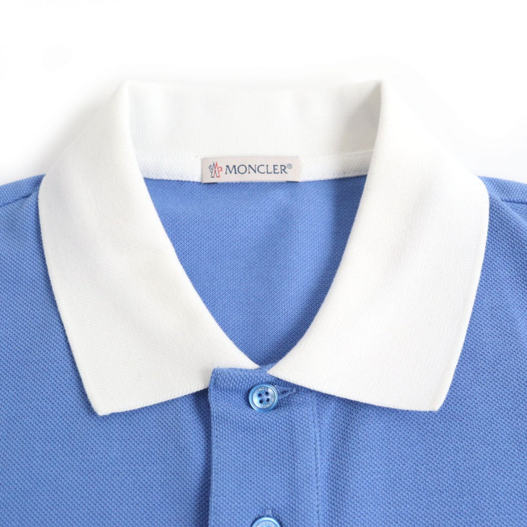MONCLER Short sleeve polo shirt cotton Light blue S