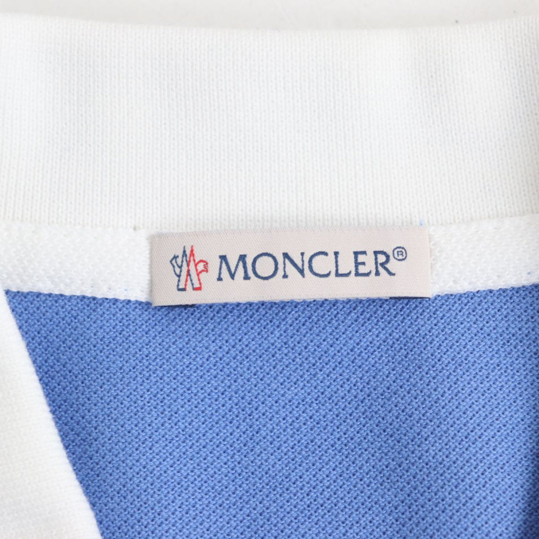 MONCLER Short sleeve polo shirt cotton Light blue S