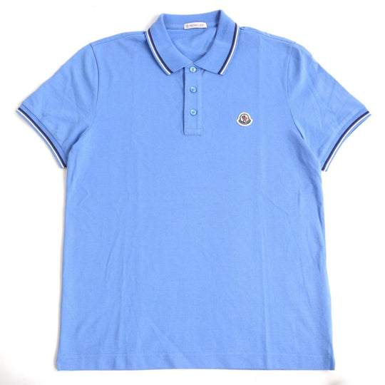 MONCLER Short sleeve polo shirt cotton Light blue S