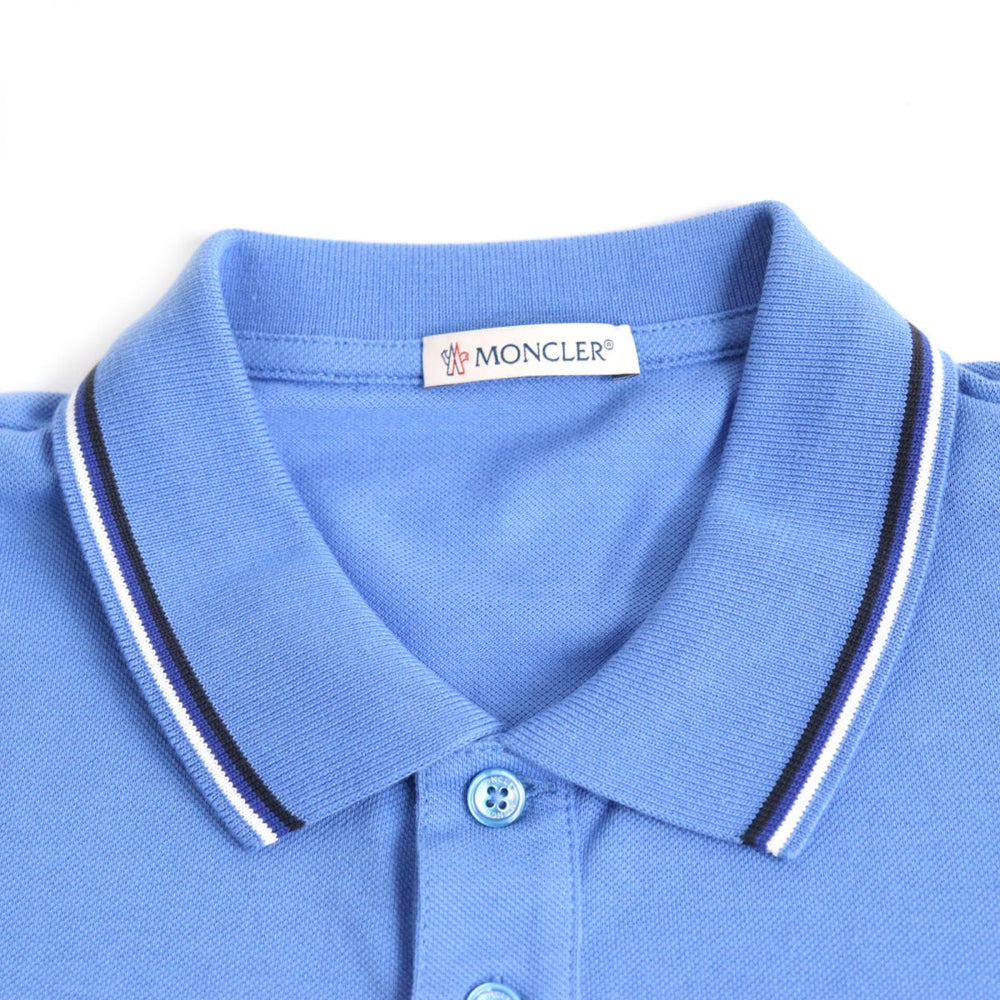MONCLER Short sleeve polo shirt cotton Light blue S