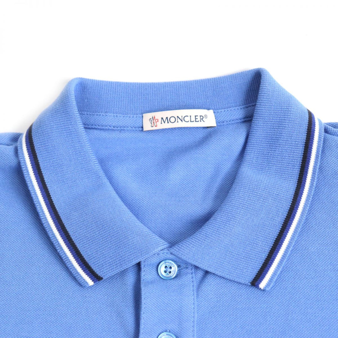MONCLER Short sleeve polo shirt cotton Light blue S