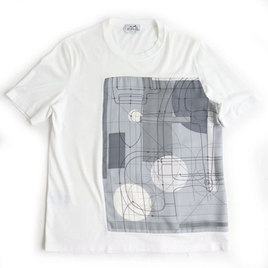 HERMES Short sleeve T-shirt cotton White x gray M