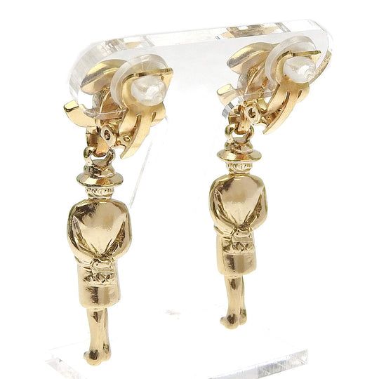 CHANEL Earring Plated Gold gold doll motif Mademoiselle COCO Mark Women Used Authentic