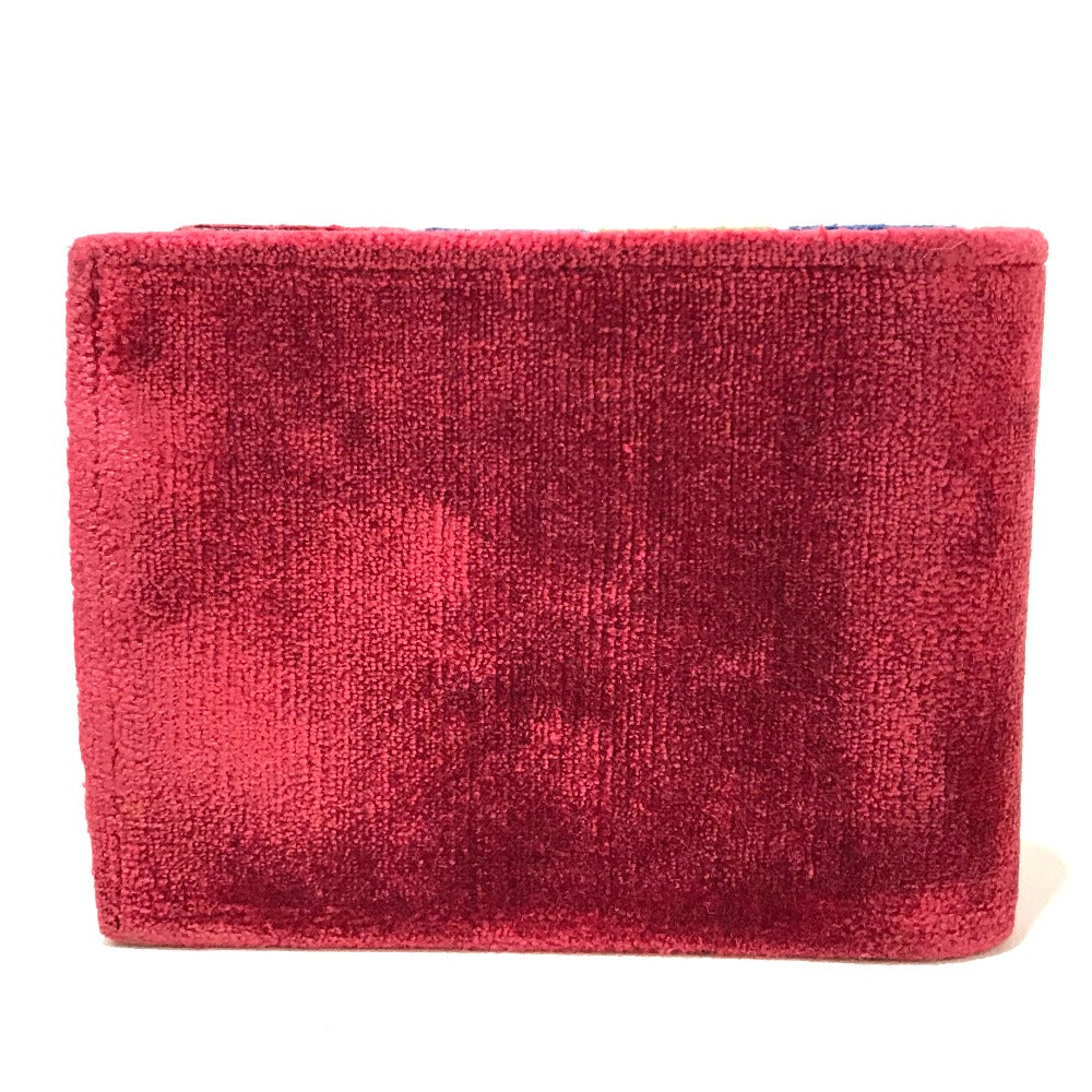 Roberta di Camerino Folded wallet Velor Red/Navy/Green logo Women Used Authentic