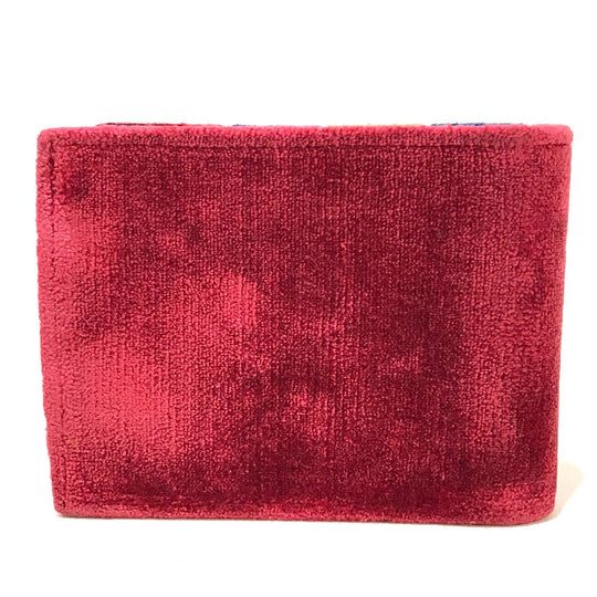 Roberta di Camerino Folded wallet Velor Red/Navy/Green logo Women Used Authentic