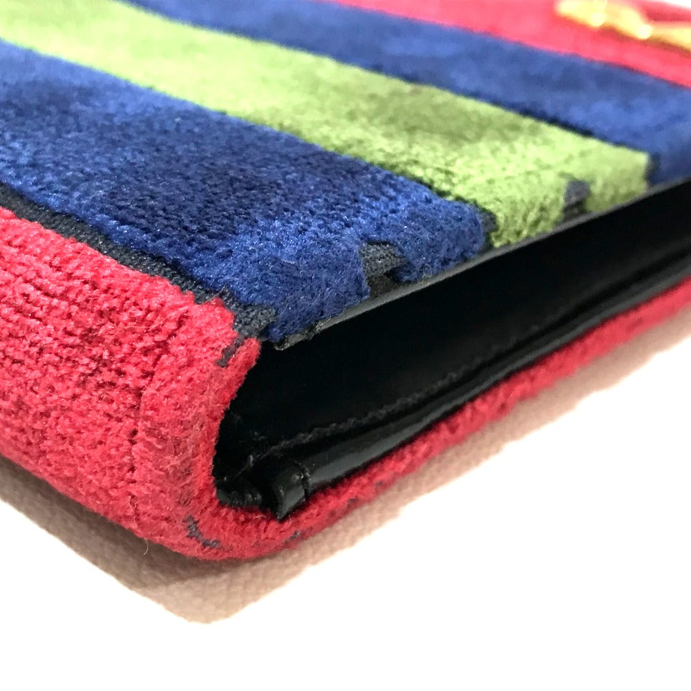 Roberta di Camerino Folded wallet Velor Red/Navy/Green logo Women Used Authentic