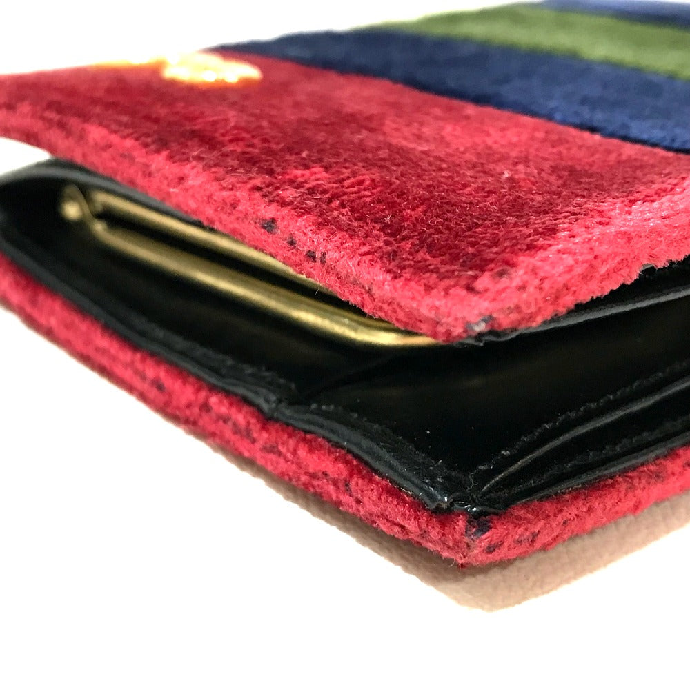 Roberta di Camerino Folded wallet Velor Red/Navy/Green logo Women Used Authentic