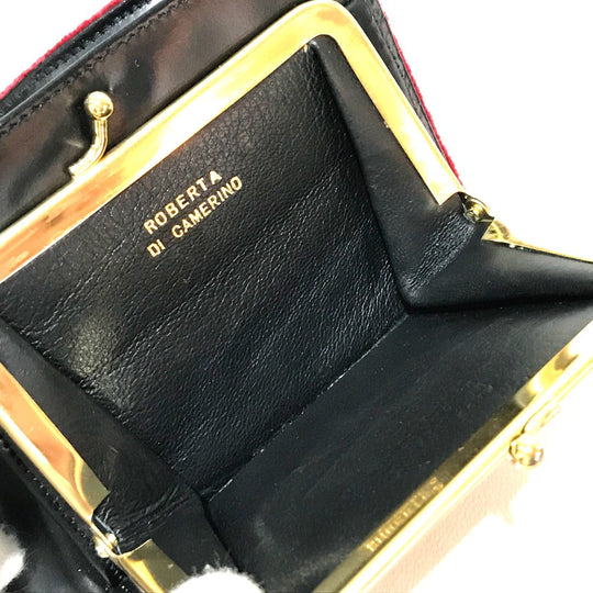 Roberta di Camerino Folded wallet Velor Red/Navy/Green logo Women Used Authentic