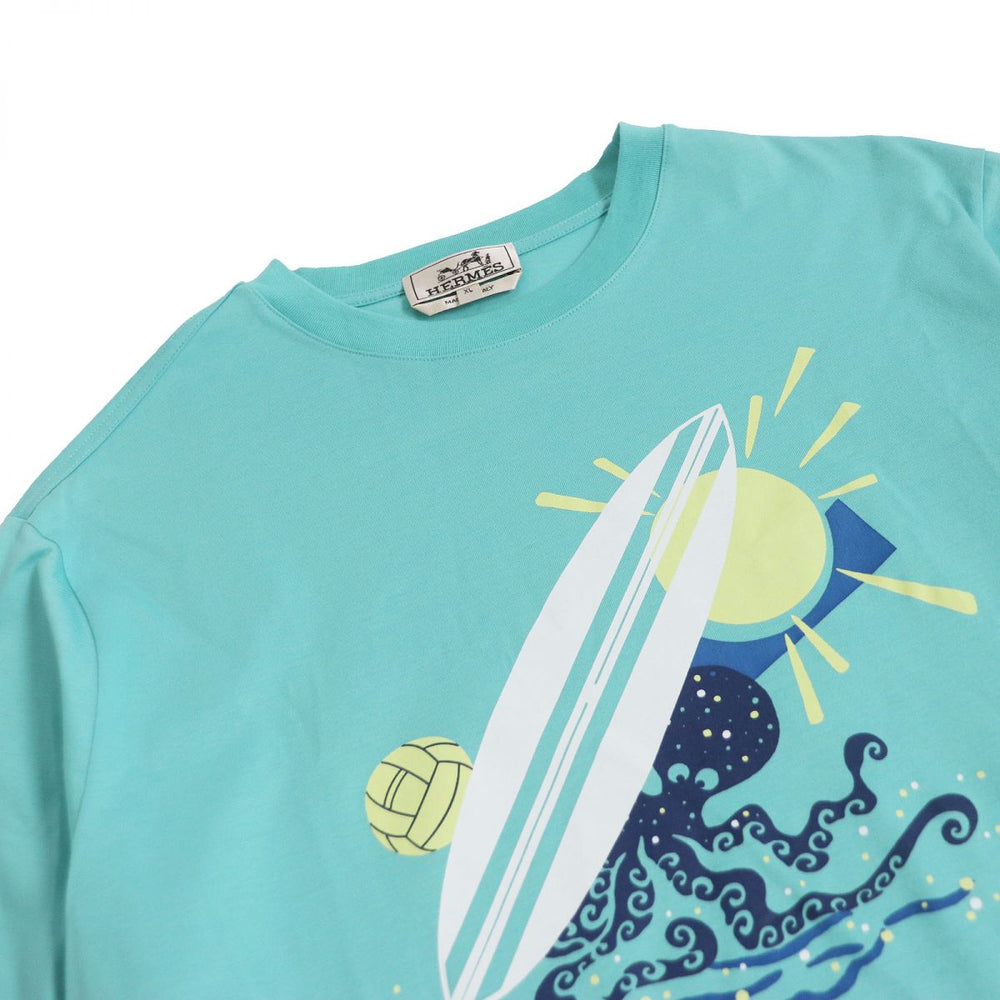 HERMES Short sleeve T-shirt cotton Light blue XL