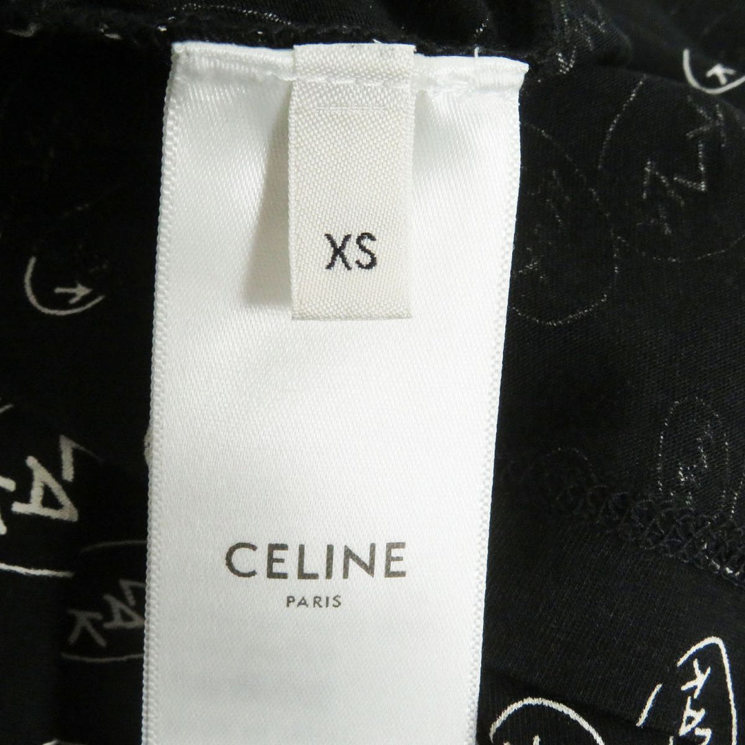 CELINE Cut cotton black<br>Print: White XS