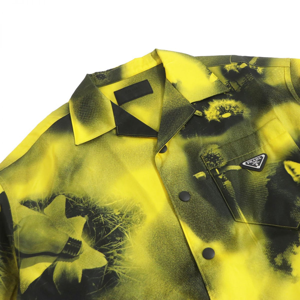 PRADA Short sleeve shirt recycled polyamide Yellow / black XL