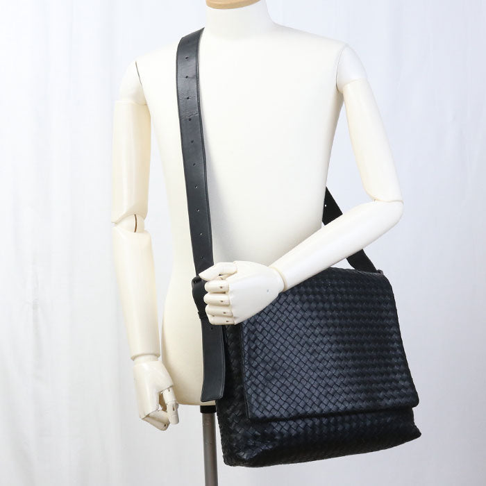 BOTTEGA VENETA 161314 VQ131 1000 INTRECCIATO Shoulder Bag leather  black mens