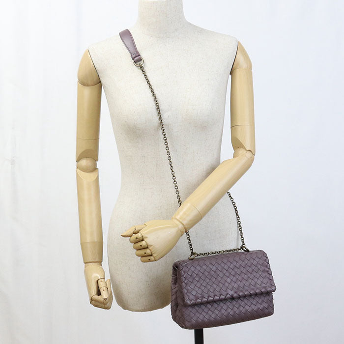 BOTTEGA VENETA 386498 Shoulder Bag INTRECCIATO OLYMPIA ChainShoulder Bag leather purple Women