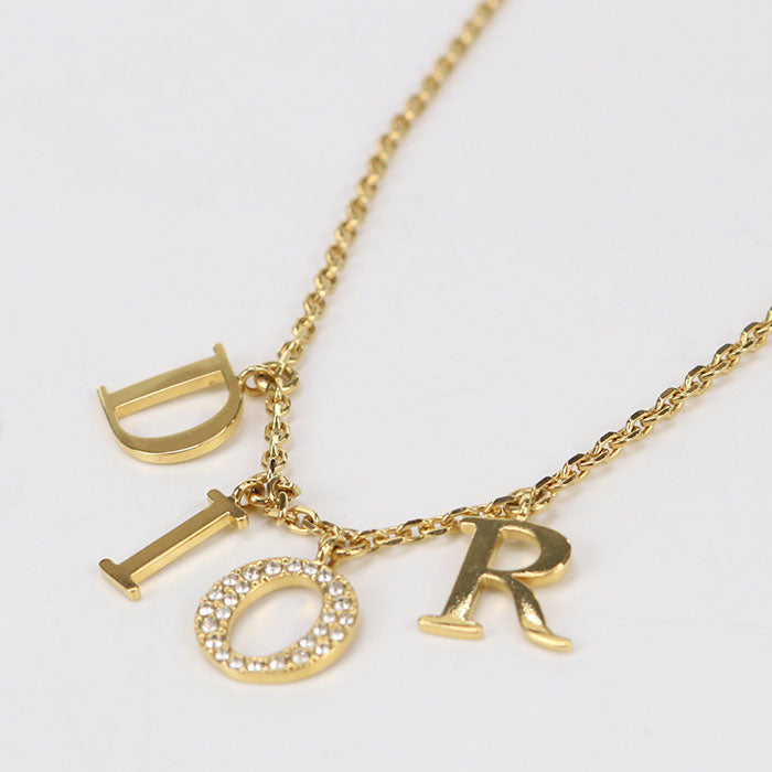 Dior N1308DVOCY D301 Necklace Diorevolution Necklace Logo crystal metal, White crystal gold Women