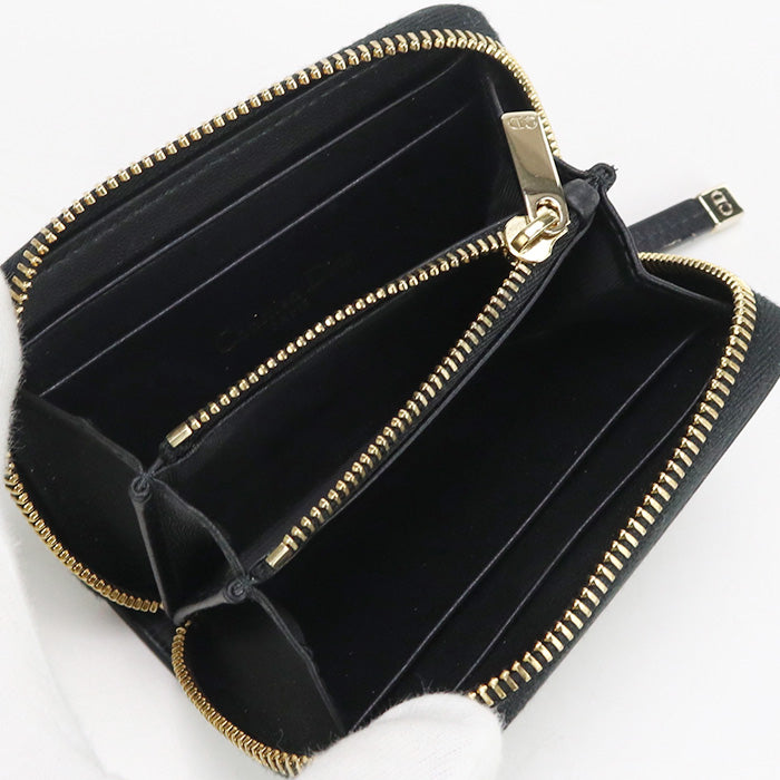 Dior CD89475 Zip card holder Coin Pocket Calfskin Black Women