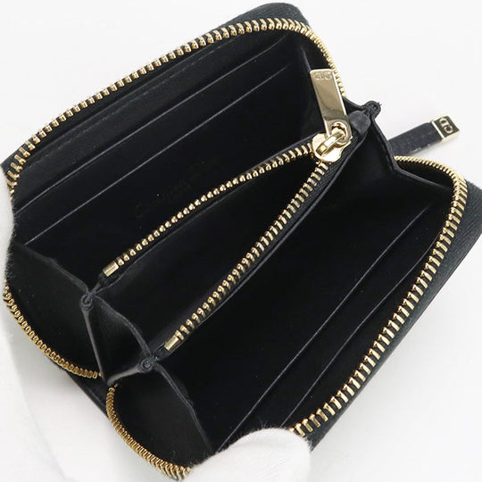 Dior CD89475 Zip card holder Coin Pocket Calfskin Black Women