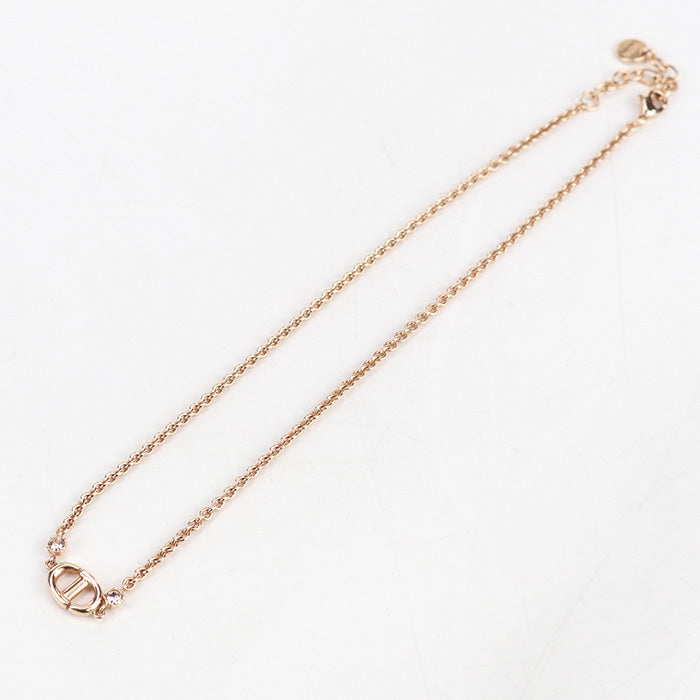 Dior N1823 CDNCY D12P Necklace CD Navy Necklace Gold Plated, Rhinestone gold Women