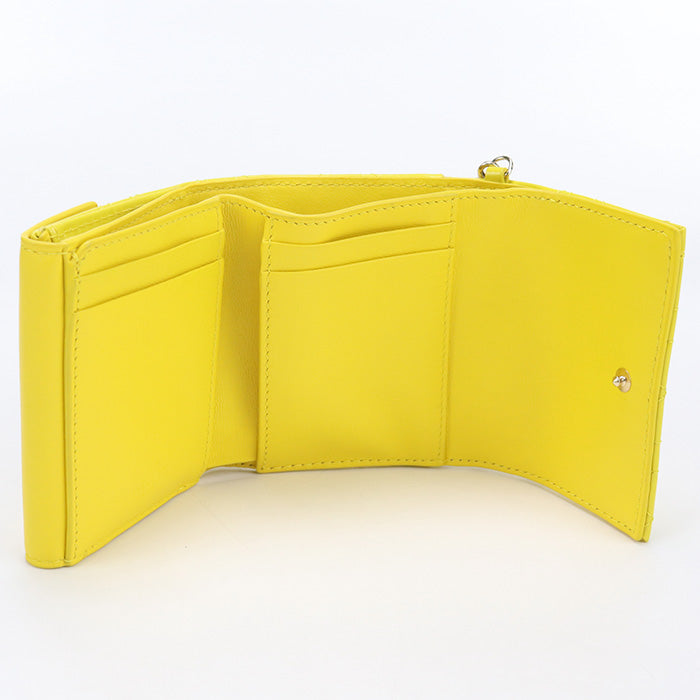 Dior S0181 OVRB Tri-fold wallet Lady Dior Lotus Wallet Canage Patent calfskin Yellow Women