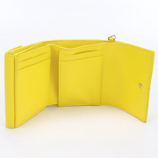 Dior S0181 OVRB Tri-fold wallet Lady Dior Lotus Wallet Canage Patent calfskin Yellow Women