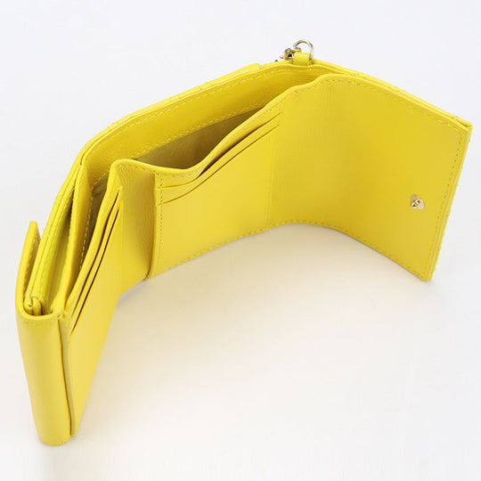 Dior S0181 OVRB Tri-fold wallet Lady Dior Lotus Wallet Canage Patent calfskin Yellow Women