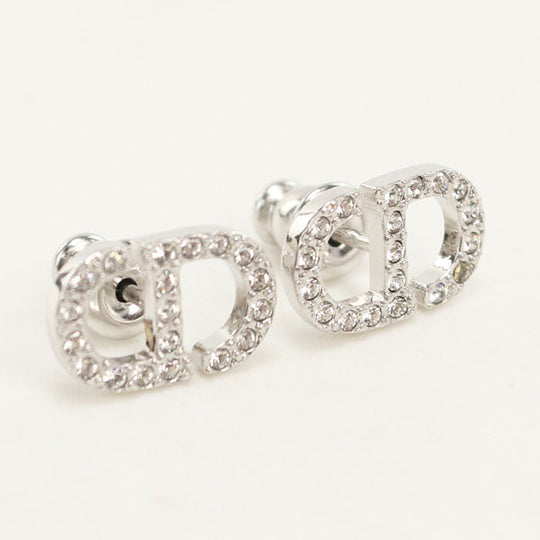 Dior E3045WOMCY D001 Pierce Petit CD Mini Stud Earrings metal, White crystal Silver Women