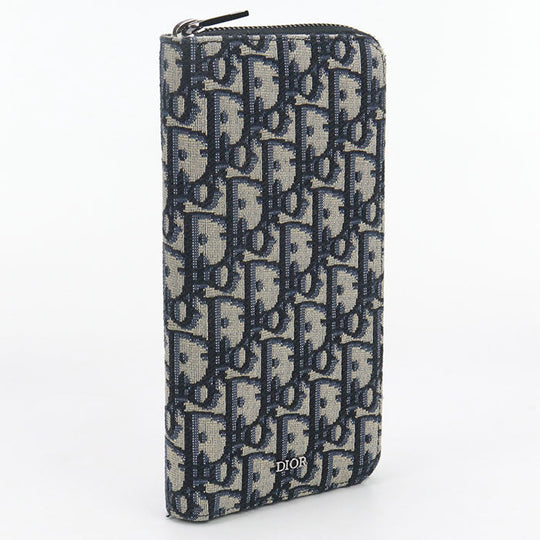 Dior 2ESBC317SE_H05E Long Wallet Vertical Zip Wallet Dior Oblique Jacquard Navy mens