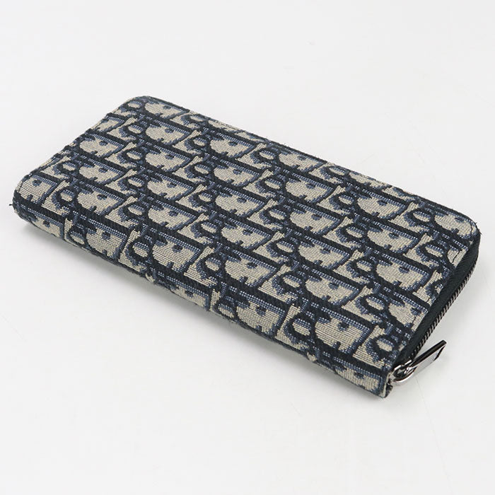 Dior 2ESBC317SE_H05E Long Wallet Vertical Zip Wallet Dior Oblique Jacquard Navy mens