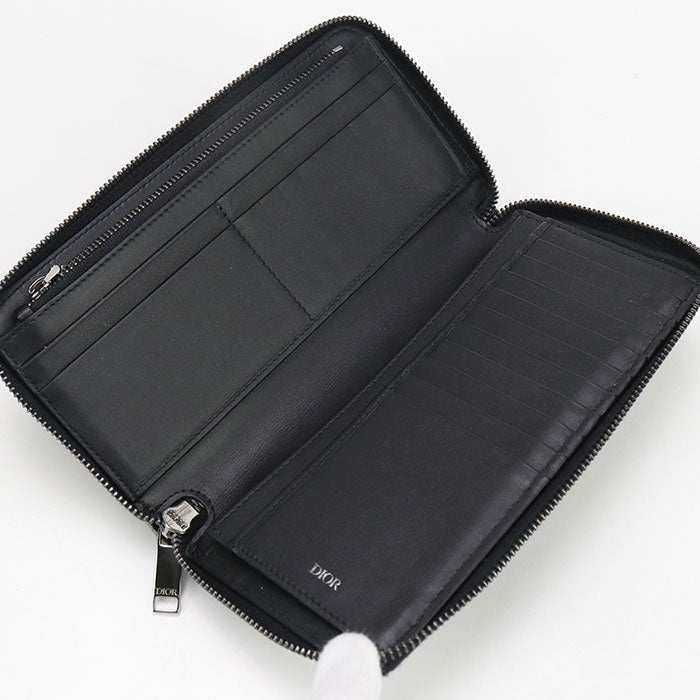 Dior 2ESBC317SE_H05E Long Wallet Vertical Zip Wallet Dior Oblique Jacquard Navy mens