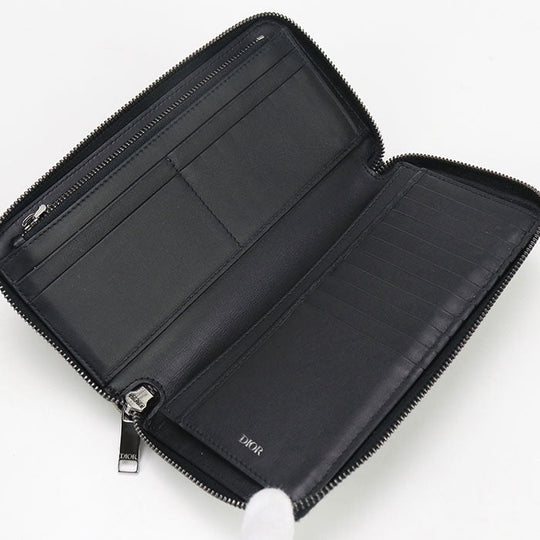 Dior 2ESBC317SE_H05E Long Wallet Vertical Zip Wallet Dior Oblique Jacquard Navy mens