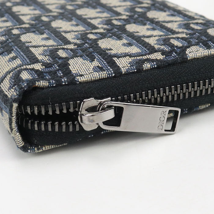 Dior 2ESBC317SE_H05E Long Wallet Vertical Zip Wallet Dior Oblique Jacquard Navy mens