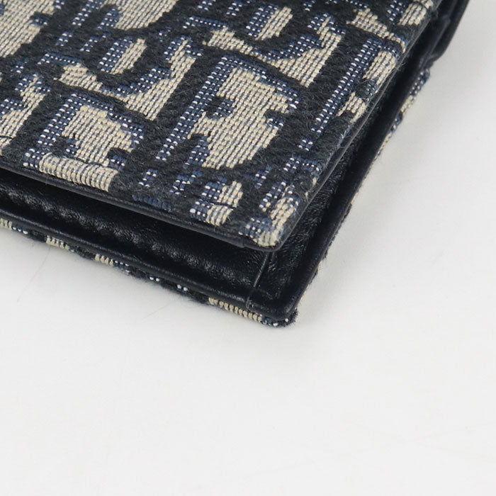 Dior S5611 CTZQ M928 Card Case Saddle Bloom Card Holder Dior Oplique leather, Oplique jacquard canvas Navy Women