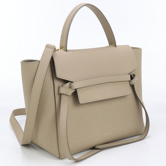 CELINE 18915 3ZVA 18LT Handbag Belt bag micro 2-way handbag Calfskin beige Women