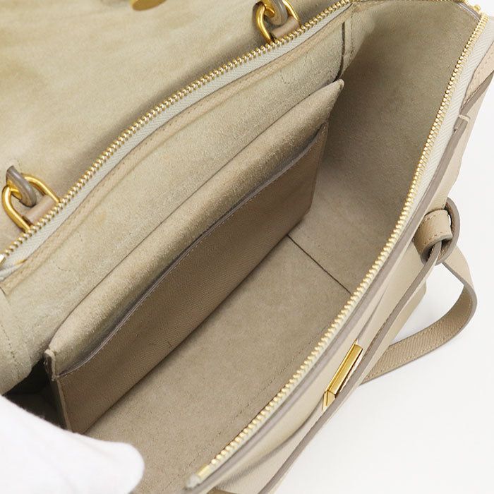 CELINE 18915 3ZVA 18LT Handbag Belt bag micro 2-way handbag Calfskin beige Women