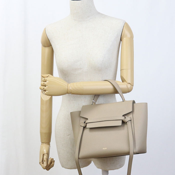 CELINE 18915 3ZVA 18LT Handbag Belt bag micro 2-way handbag Calfskin beige Women