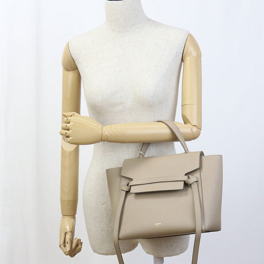 CELINE 18915 3ZVA 18LT Handbag Belt bag micro 2-way handbag Calfskin beige Women