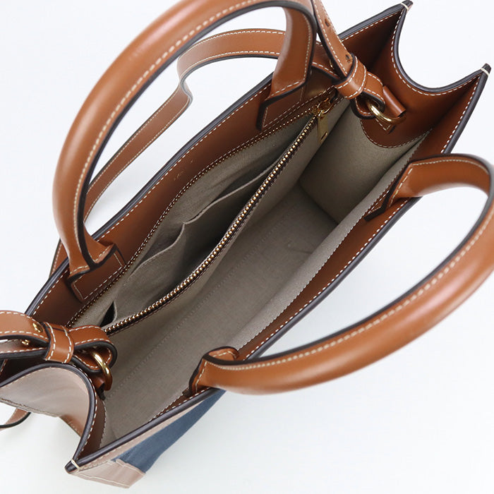 CELINE Tote Bag Vertical Hippo Small 2Way Mini Handbag canvas, leather Navy Women