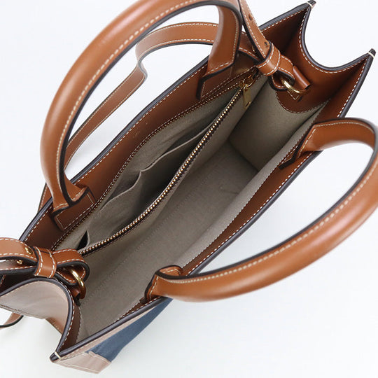 CELINE Tote Bag Vertical Hippo Small 2Way Mini Handbag canvas, leather Navy Women