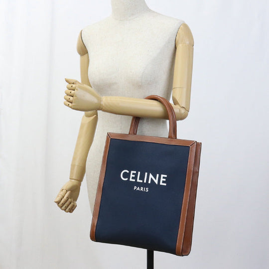 CELINE Tote Bag Vertical Hippo Small 2Way Mini Handbag canvas, leather Navy Women