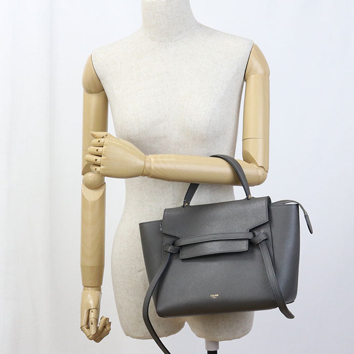 CELINE 18915 Handbag Belt bag micro 2way handbag Calfskin gray Women