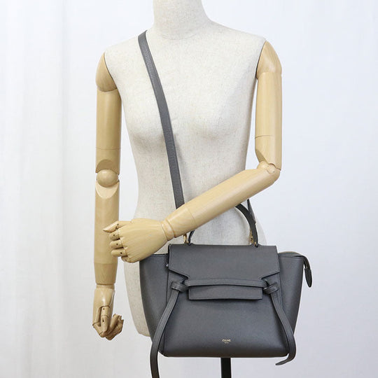 CELINE 18915 Handbag Belt bag micro 2way handbag Calfskin gray Women