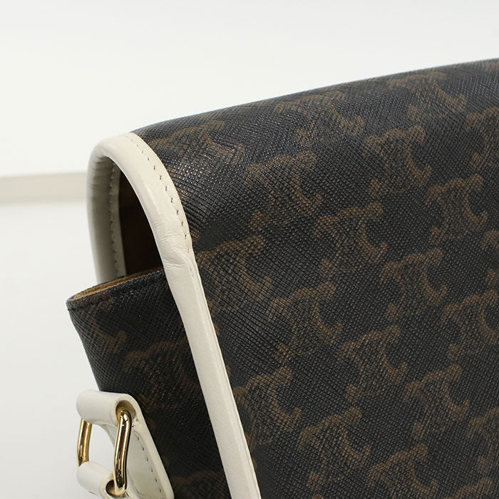 CELINE 191502 Shoulder Bag Triomphe canvas Folco Medium Coated canvas, leather Brown Women