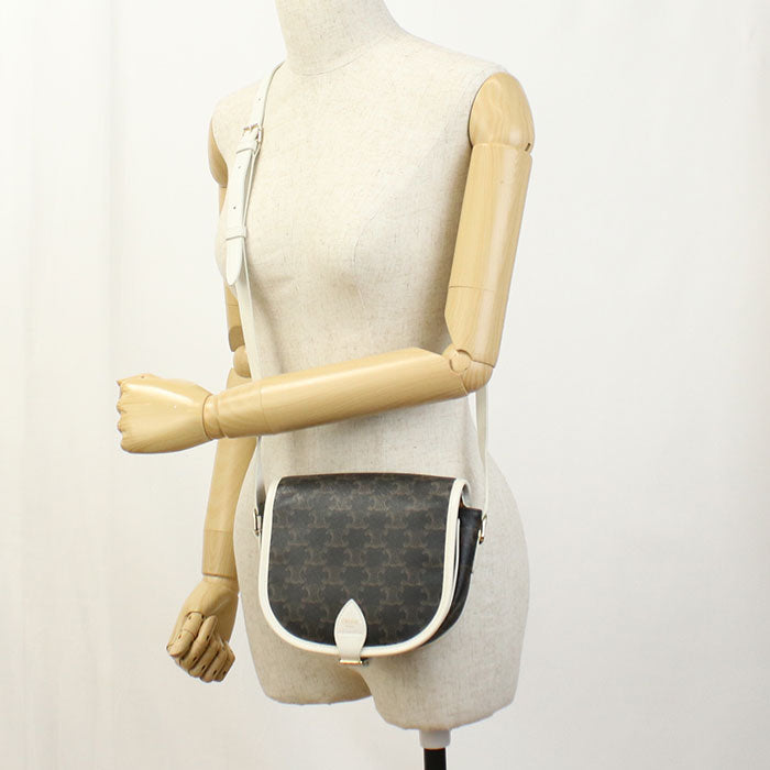CELINE 191502 Shoulder Bag Triomphe canvas Folco Medium Coated canvas, leather Brown Women