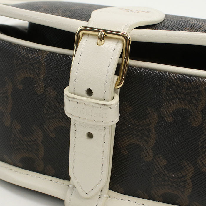 CELINE 191502 Shoulder Bag Triomphe canvas Folco Medium Coated canvas, leather Brown Women