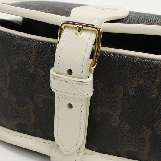 CELINE 191502 Shoulder Bag Triomphe canvas Folco Medium Coated canvas, leather Brown Women