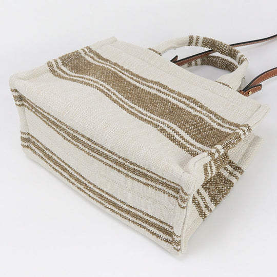 CELINE 19916 Small Hippo Tice Tote Bag shoulder bag/textile White Women