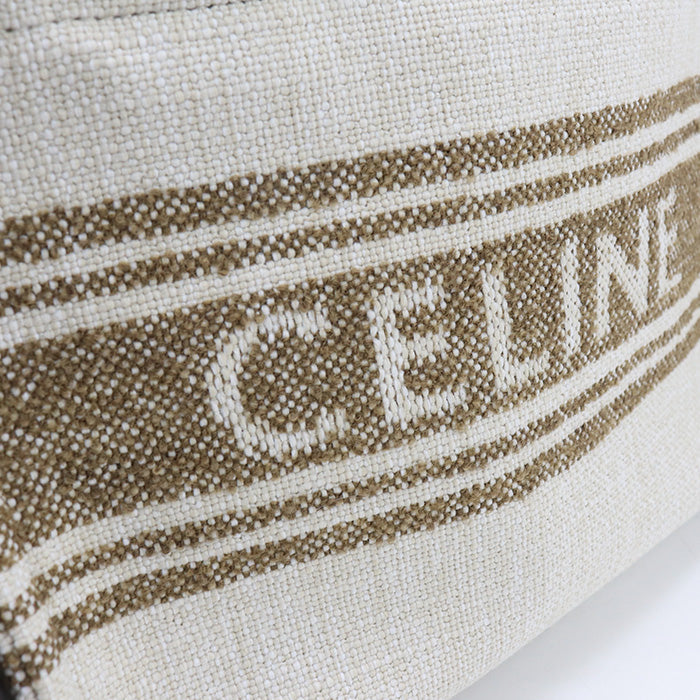 CELINE 19916 Small Hippo Tice Tote Bag shoulder bag/textile White Women