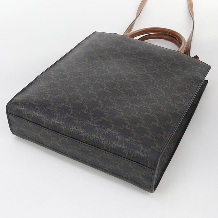 CELINE 191542 Tote Bag Vertical Hippo Small 2Way Tote Bag PVC, Triomphe canvas Dark Brown Women