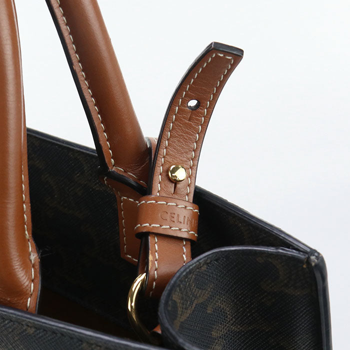 CELINE 191542 Tote Bag Vertical Hippo Small 2Way Tote Bag PVC, Triomphe canvas Dark Brown Women