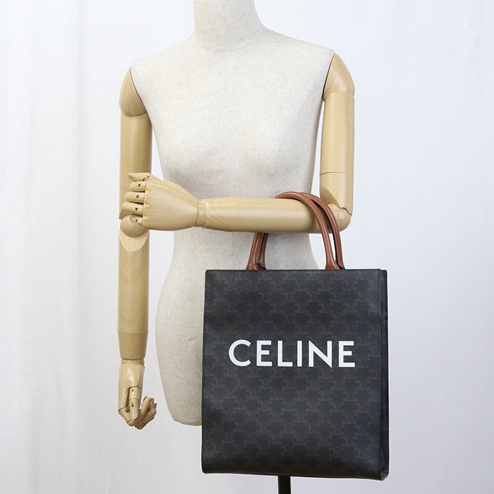 CELINE 191542 Tote Bag Vertical Hippo Small 2Way Tote Bag PVC, Triomphe canvas Dark Brown Women