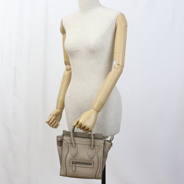 CELINE CE87053 Luggage nano Handbag Calfskin/Luggage nano beige Women